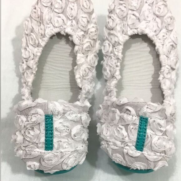 Tieks White Floral Rose Garden Floral Ballet Flat Limited Edition Wedding Size 9 - Picture 3 of 8